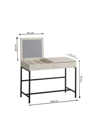 Decormet Linda Makyaj Masası Travertine Safir Meşe