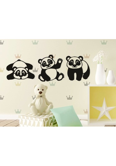 Sevimli Panda 3'lü Bebek Çocuk Odası 3d Duvar Dekoru - Şık Ve Minimalist Tasarım 19cm