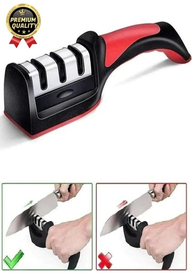 Profesyonel Ergonomik Pratik Keskin Paslanmaz Çelik Şef Mutfak 3 Kademeli Kolay Bıçak Bileme Aleti