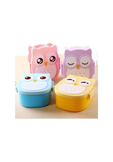 Taşınabilir Plastik Çocuk Öğrenciler Öğle Yemeği Kutusu Bento Açık Mavi - Pembe