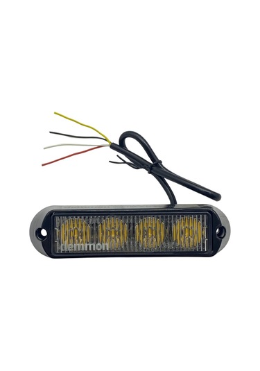 12v-24v Çakar Flaş Led Lamba (Şeffaf) (Sarı/sarı) (4x1w) 18 Fonks