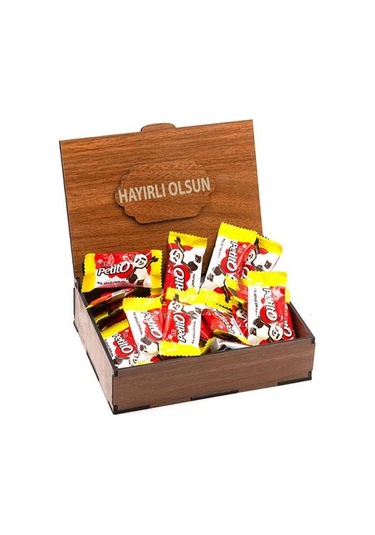 Sevdiklerinize Özel Ahşap Hediye Kutusunda 24 Adet Petito ( Hayır