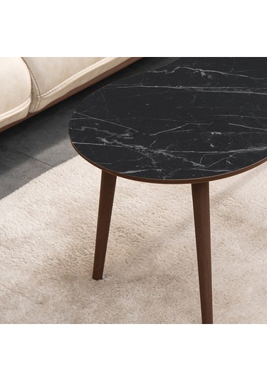 Vovvahome Moon 4lü Mdf Ahşap Zigon Sehpa Ve Orta Sehpa - Siyah