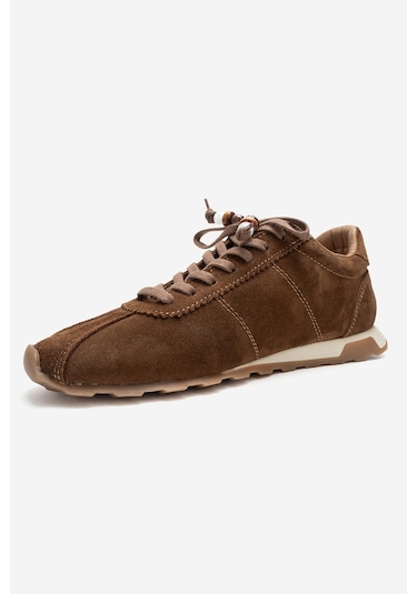 Luvishoes Brea Taba Süet Hakiki Deri Boncuklu Kadın Günlük Sneaker Taba