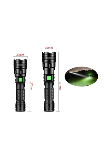 Led Güçlü Işık El Feneri Süper Parlak Uzun Menzilli Şarj Edilebilir Dış Mekan El Feneri M11-t6 1x18650 Lityum Siyah