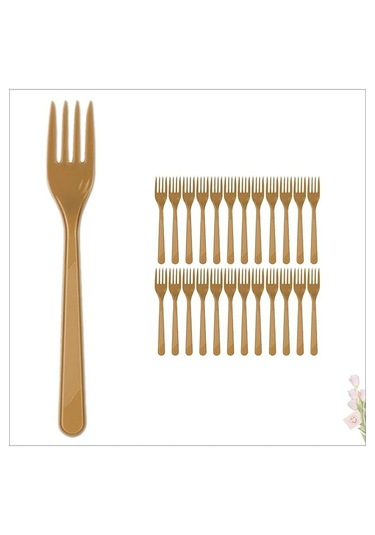 Çatal Plastik Çatal 25 Adet Altın Renk Altın