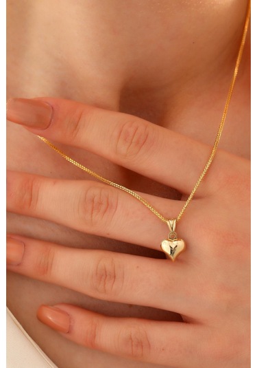 Sefa Gold 14 Ayar Altın Kalp Küp Zincir Kolye