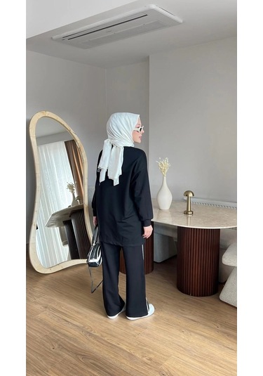Olivia Kadın Mevsimlik Penye Alt Üst Spor Ve Rahat Tesettür İkili Takım Siyah