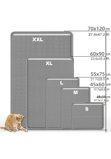 Honeybeeshop Su Geçirmez Kedi Altlığı Gri Xl 35 43x23 62 İnç Yıkanabilir Kokuya Dayanıklı Dev Boy