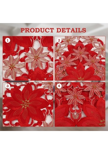 Ulzyvf Restoran Partisi Örtüsü, Noel Masa Kırmızı İşlemeli İnç İçin, 15x70 Bl Kırmızı