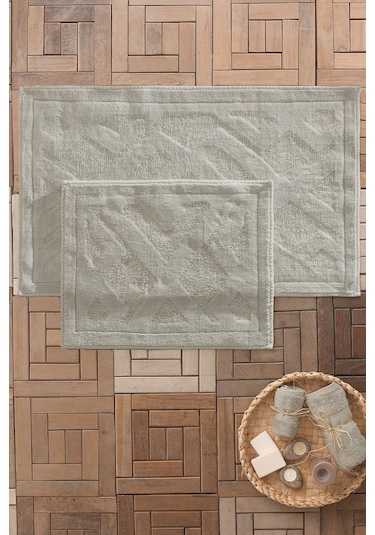 Yataş Bedding Milo Banyo Paspası Seti - Nil Yeşili (50x60 cm + 60x100 cm) Nil Yeşili