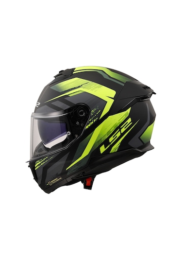 Ls2 Stream 2 Fury Kapalı Motosiklet Kaskı Gri - Neon Sarı - Mat Siyah