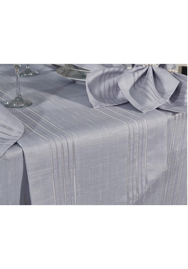 Corvver 26 Parça Dertsiz Masa Örtüsü Takımı Gri Gri
