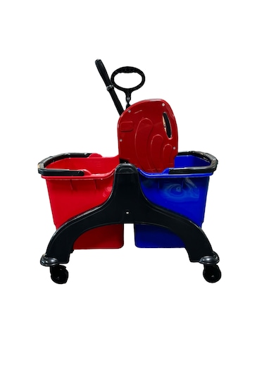 Çift Kovalı Plastik Temizlik Paspas Arabası Islak Mop Set 12 Li