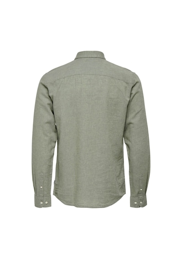 Only & Sons Erkek Onscaiden Slim Fit Keten Gömlek 22012321 Yeşil