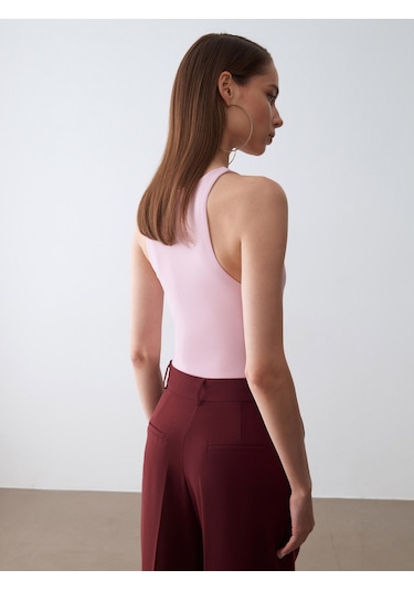 Dilvin 32836 Halter Yaka Bodysuit-toz Pembe