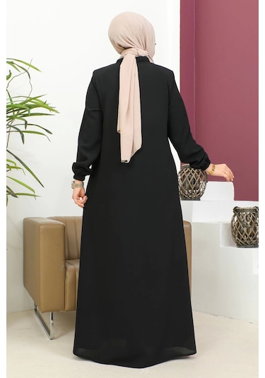 Salaş Kesim Tesettür Ferace - Siyah Siyah