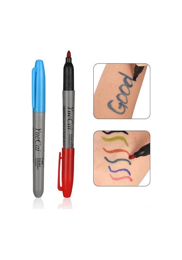 Teltree 12 Renkli Su Geçirmez Dövme Kalemi - Hızlı Kuruyan Cilt Tasarımı İçin