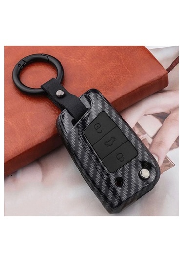 Volkswagen Golf 7 7,5 - Seat - Skoda 2015 Üzeri Siyah Karbon Anahtar Kılıfı Özel