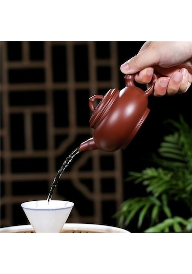 El Demlik Cevheri Büyük Kırmızı Çaydanlık Kung Fu Çay Potu Bambu Kiraz Çaydanlıklar Altın