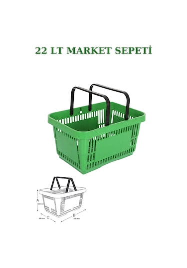 1 adet 22Litre Market ve Alışveriş Sepeti, Saplı Market Sepeti Y