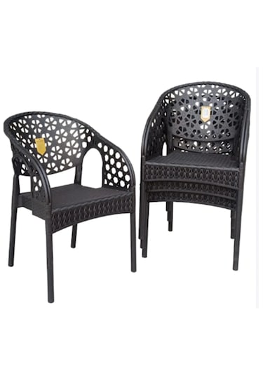 4 Adet Lotus Bahçe Balkon Sandalyesi Rattan Desenli Kahverengi