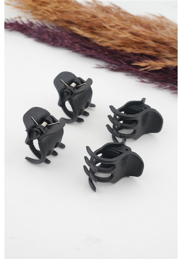 Kadın Siyah 4'lü Mandal Toka Seti Siyah-Tek Ebat Siyah