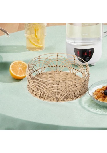 Suntek El Dokuma Rattan Sepet Çeşitli Eşyalar Meyve Ekmek M Kahverengi