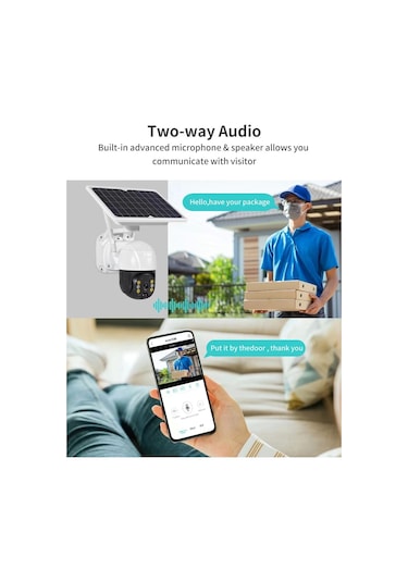 Wifi Uygulamalı Gece Görüşlü Solar Güneş Enerjili Kamera Akıllı Dış Mekan Güvenlik Kamerası