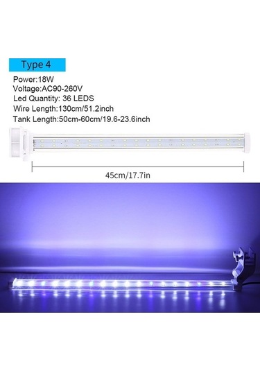 My Topped 22cm Akvaryum Klips Led Aydınlatma, Mavi Beyaz, Balık Ve Mercan Renkleri, Uygun Farklı Akvaryumlar İçin