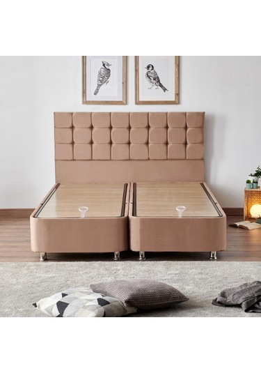 Nironyatak Niron Rama Baza Ve Başlık Seti 150X200 Cm Çift Kişilik Sütlü Kahv