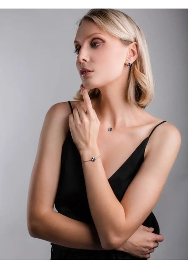 Lamponi Yonca Kolye Küpe: 925 Gümüş, Zirkon Ve Safir 140323483 Mavi