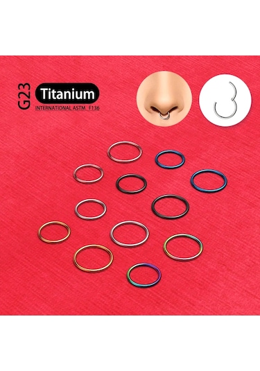 G23 Titanyum 20g/0.8mm Küpe Burun Halkası Septum Hoop Piercing Vücut Kadın 1.2x10mm 2 1.50 CM-Gümüş