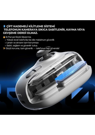 Polham İos & Android Uyumlu Type-c Mobil Oyun Kolu Pro Joystick 400mah Bataryalı Gamepad, Tak Çalıştır