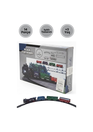 Pilli, Işıklı 14 Parça Oyuncak Tren Seti - Track Car Model