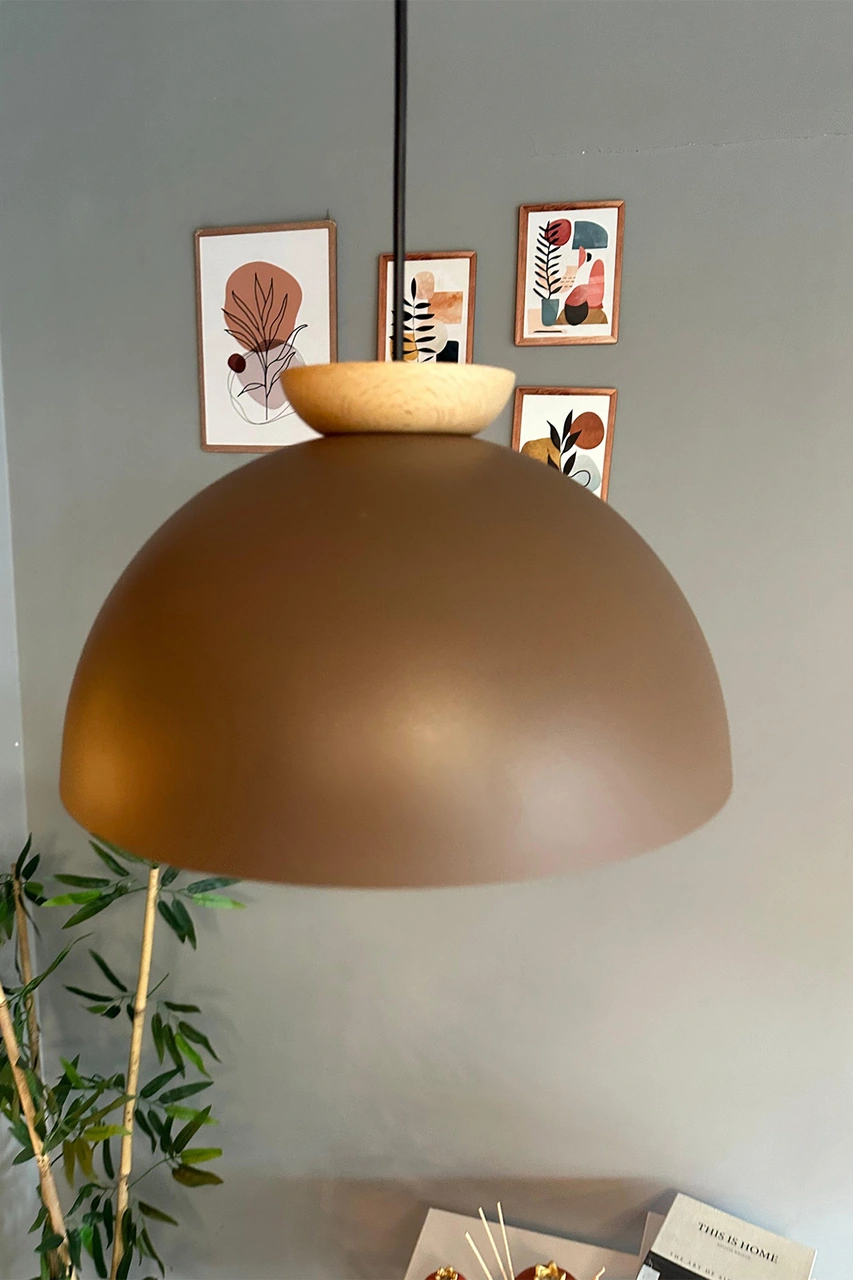 Yimpi Sütlü Kahve Avize Ahşap Tekli Sarkıt Salon Kuaför Cafe Dekoratif Aydınlatma Pastane Sütlü Kahve