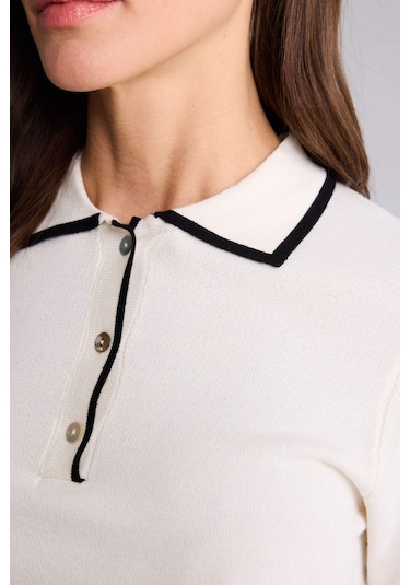 Defacto Fıtted Polo Yaka Kazak C1498ax26sper179 Ekru-er179