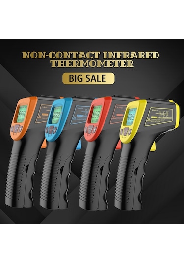 Gm320s Temassız El Tipi Endüstriyel Kızılötesi Termometre Yüksek Hassasiyetli Lcd Ekran Arkadan Aydınlatmalı Sıcaklık Test Cihazı - Sarı