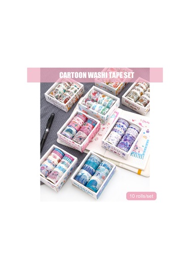 Springsun 10'lu Şirin Hayvan Washi Tape Seti - Renkli Dıy Bantlar, Kızlar İçin Günlük Planlayıcı & Hediye Paketleme