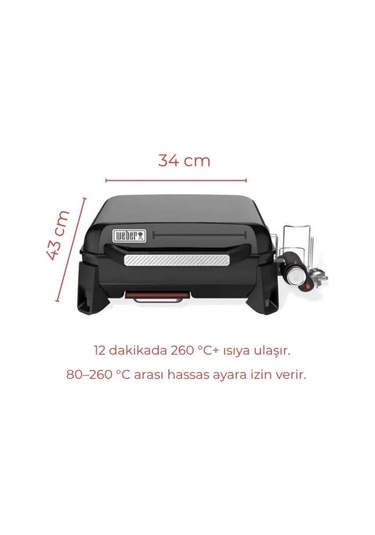 Weber Slate Gp 43 Cmtaşınabilir Gaz Plancha -191 Siyah