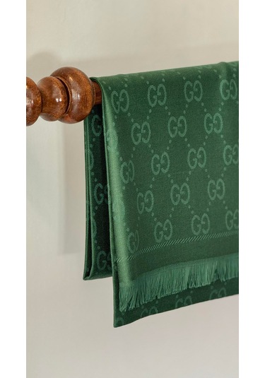 Miorel Scarfs G Desen Çift Taraflı Kaşmir İpek Şal 4 Mevsim Soft Pamuklu Şal Yeşil