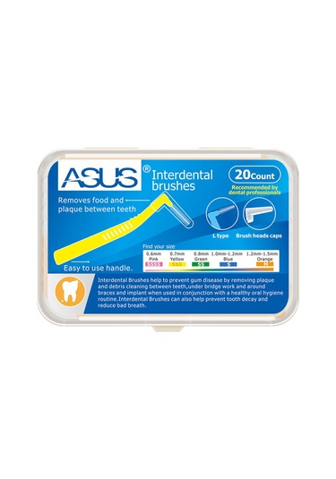 Wezone L Şekilli Diş Arası Fırçası - 20'li Paket, Hassas Diş Eti Temizliği İçin 0.6mm Pembe Fırça