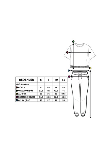 Toontoy Kız Çocuk Crop Model Cep Detaylı Baskılı Eşofman Takımı Turuncu
