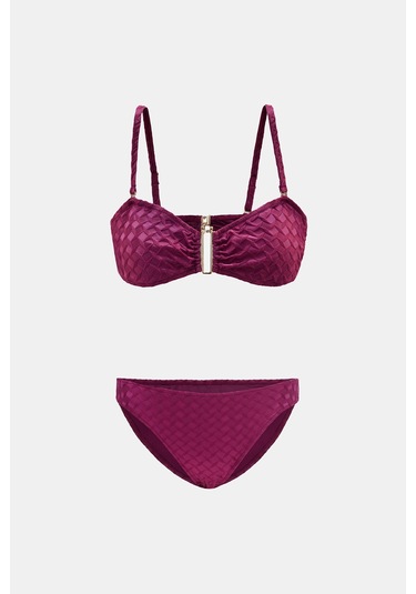 Olympos Mor Çıkarılabilir Süngerli Straplez Bikini Takım Mor
