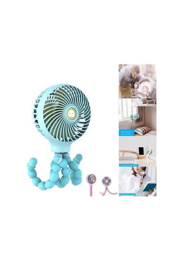 Cbtx Ahtapot Deforme Karikatür Katlanır Usb Şarj Edilebilir Mini El Fanı Pembe