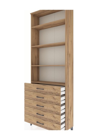 Arges Dolap 4 Raflı 5 Çekmeceli 88x30x243 Çam-çam Atlas Çam