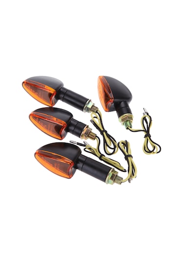 Youtek Motosiklet Sinyal Lambaları 12v 5w - 2 Uzun 2 Kısa Abs Kasa Sarı Lamba 8mm Dişli Atv/bisiklet Uyumlu