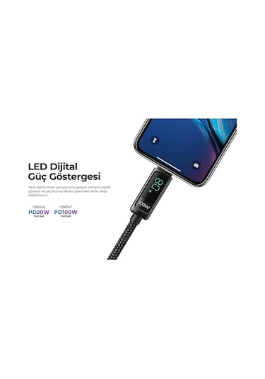 Havit CB6247 PD100W Type-C To Type-C Göstergeli Şarj Kablosu