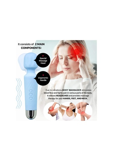 Youtek Vücut Masaj Aleti - 8 Hız Ve 20 Mod Ayarlanabilir - Mavi Silikon Gövde Masaj Cihazı Mavi