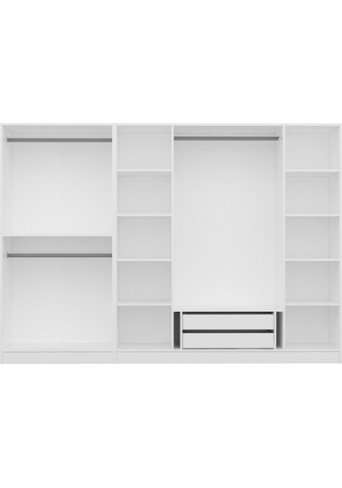 Minar Kale 6 Bölmeli 2 Çekmeceli Giyinme Dolabı Beyaz 190cm Beyaz